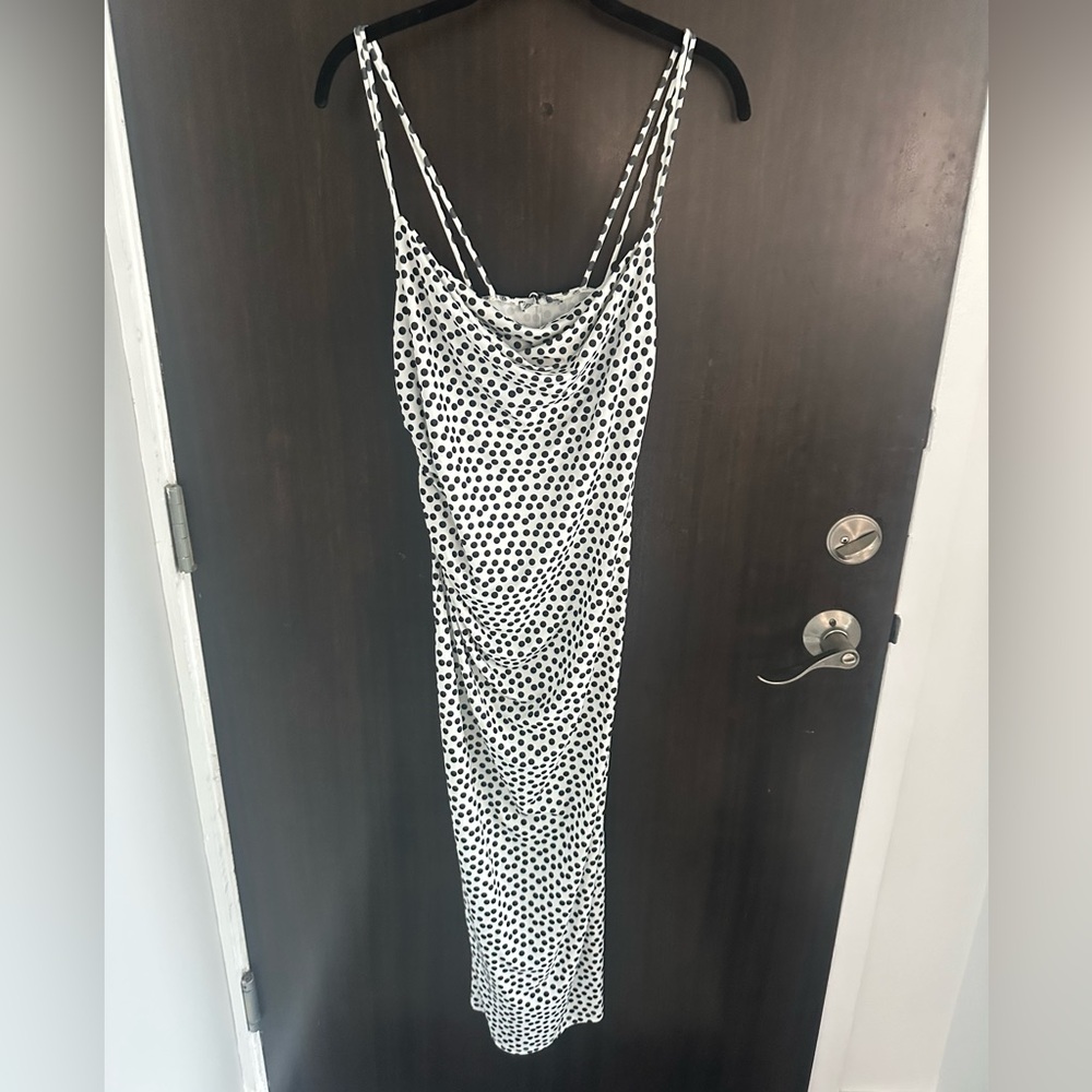 Brand New Zara Black and White Polka Dot Midi Dress